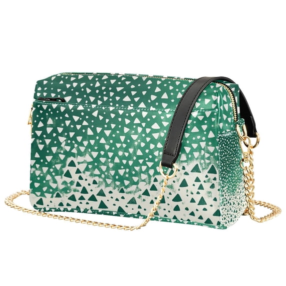 FORMRS Women Crossbody Purse with Chain Strap Vegan Leather Shoulder Handbag, Green and White Pattern
