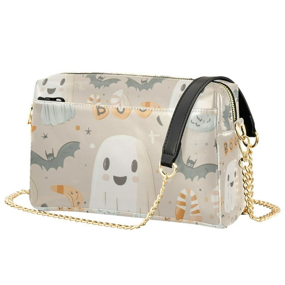 FORMRS Women Crossbody Purse with Chain Strap Vegan Leather Shoulder Handbag, Halloween Ghosts