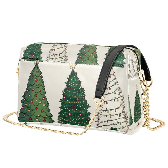 FORMRS Women Crossbody Purse with Chain Strap Vegan Leather Shoulder Handbag, Hand Drawn Christmas Stars