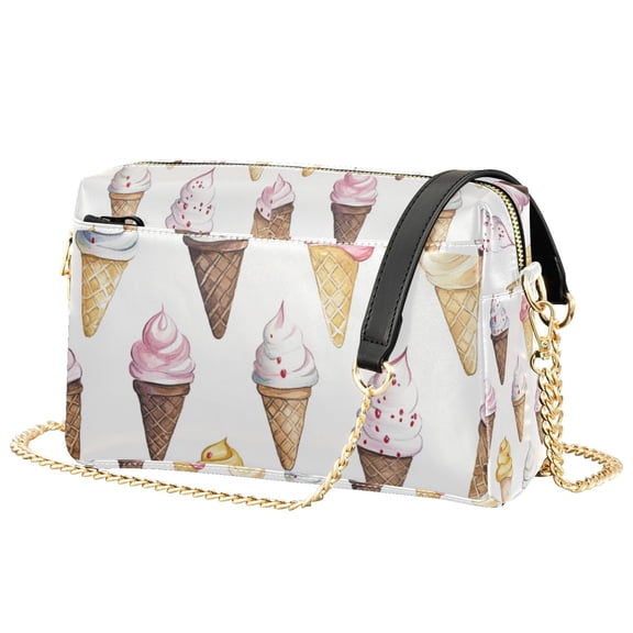 FORMRS Women Crossbody Purse with Chain Strap Vegan Leather Shoulder Handbag, Ice Cream Pattern