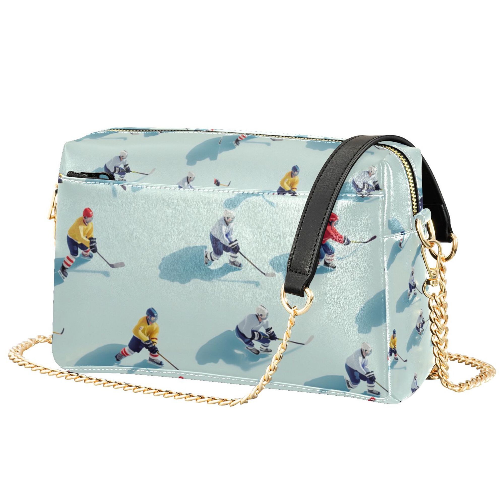 FORMRS Women Crossbody Purse with Chain Strap Vegan Leather Shoulder Handbag, Ice Hockey