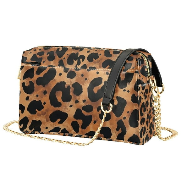 FORMRS Women Crossbody Purse with Chain Strap Vegan Leather Shoulder Handbag, Leopard Pattern
