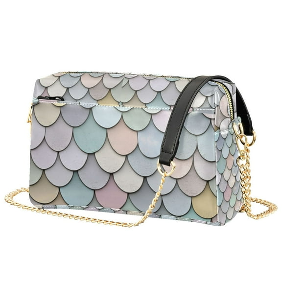 FORMRS Women Crossbody Purse with Chain Strap Vegan Leather Shoulder Handbag, Light Blue Shimmering Pattern