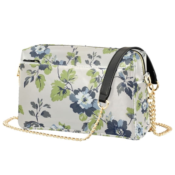 FORMRS Women Crossbody Purse with Chain Strap Vegan Leather Shoulder Handbag, Light Floral Pattern