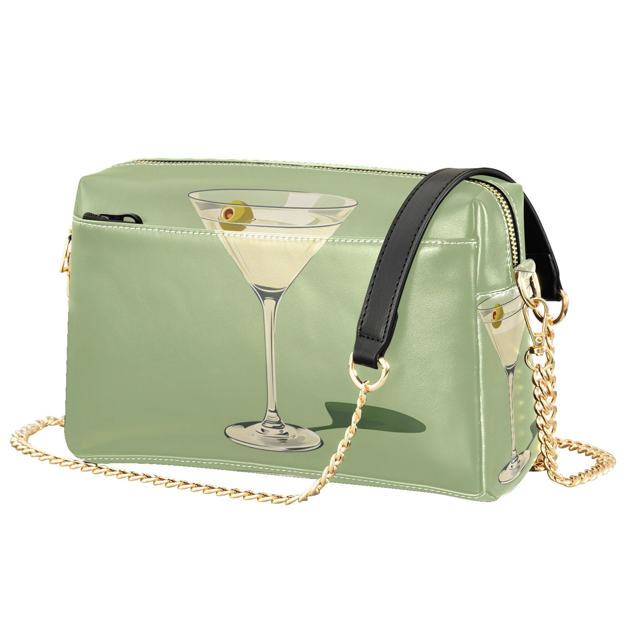 FORMRS Women Crossbody Purse with Chain Strap Vegan Leather Shoulder Handbag, Light Green Martini
