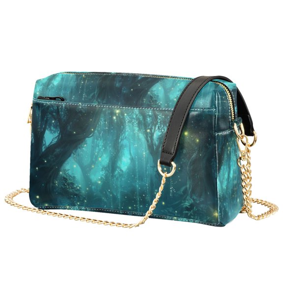 FORMRS Women Crossbody Purse with Chain Strap Vegan Leather Shoulder Handbag, Magical Forest