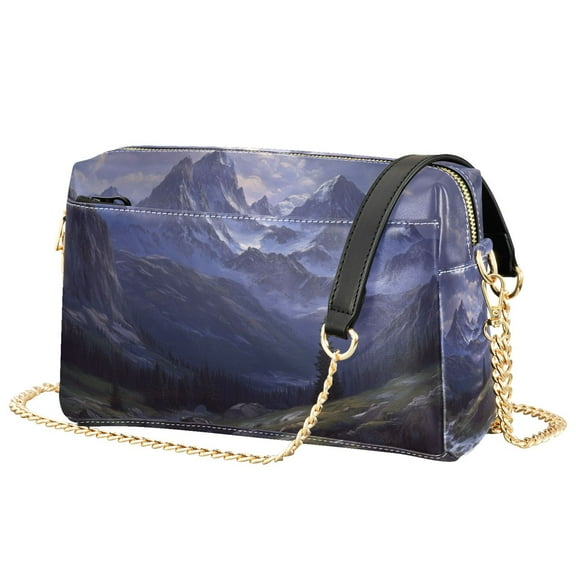 FORMRS Women Crossbody Purse with Chain Strap Vegan Leather Shoulder Handbag, Moonlight Mountain