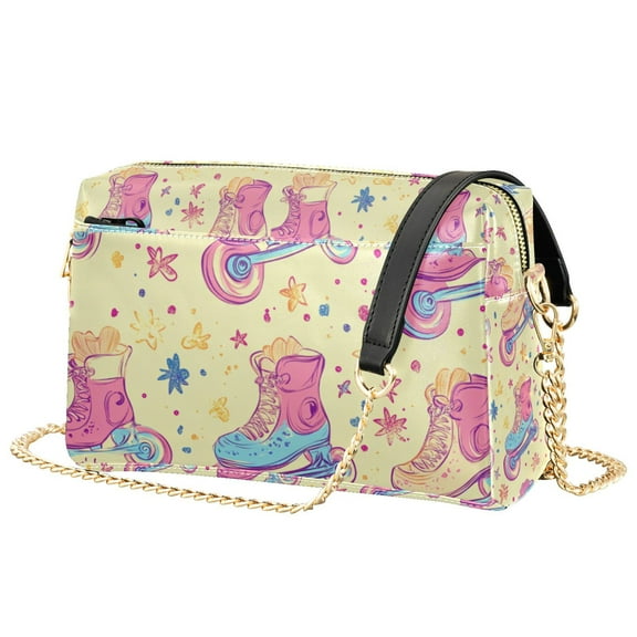 FORMRS Women Crossbody Purse with Chain Strap Vegan Leather Shoulder Handbag, Neon Skates