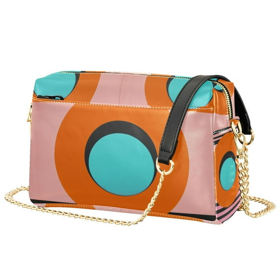 FORMRS Women Crossbody Purse with Chain Strap Vegan Leather Shoulder Handbag, Orange Circle
