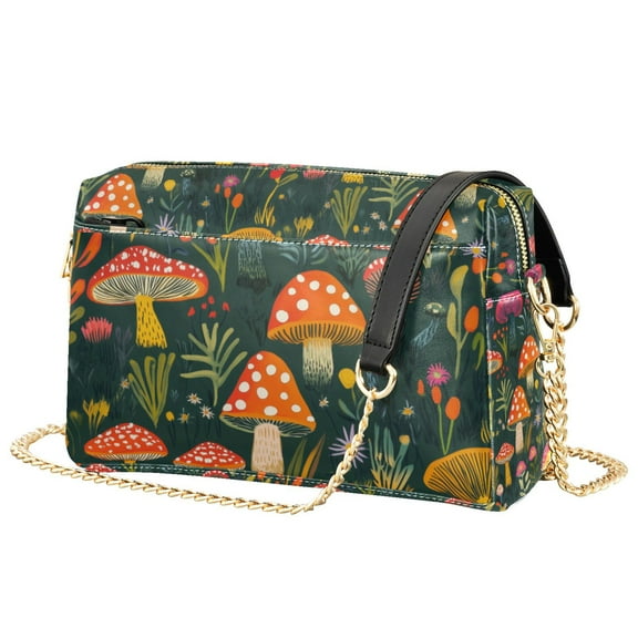 FORMRS Women Crossbody Purse with Chain Strap Vegan Leather Shoulder Handbag, Orange Mushroom