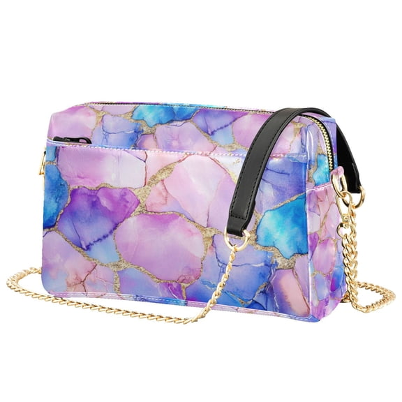 FORMRS Women Crossbody Purse with Chain Strap Vegan Leather Shoulder Handbag, Pastel Pink Marble Pattern