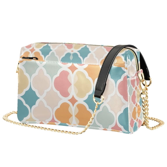 FORMRS Women Crossbody Purse with Chain Strap Vegan Leather Shoulder Handbag, Pink Abstract Pattern