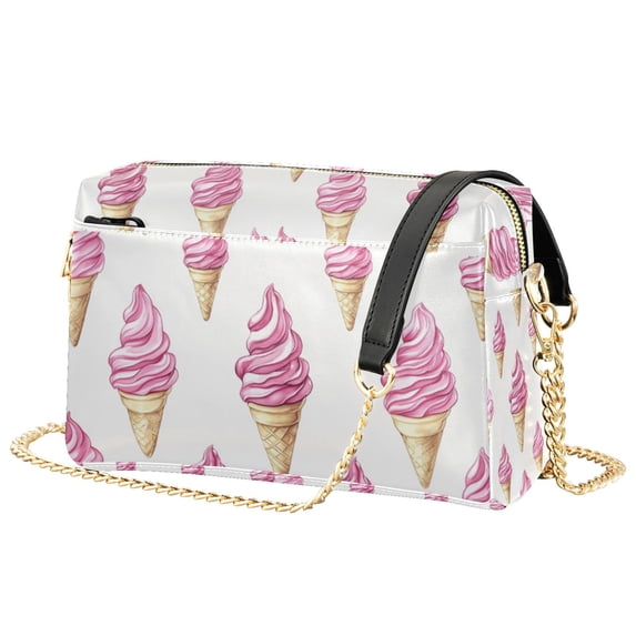 FORMRS Women Crossbody Purse with Chain Strap Vegan Leather Shoulder Handbag, Pink Cartoon Ice Cream