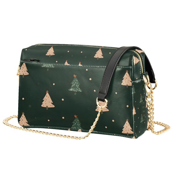 FORMRS Women Crossbody Purse with Chain Strap Vegan Leather Shoulder Handbag, Pink Christmas Trees