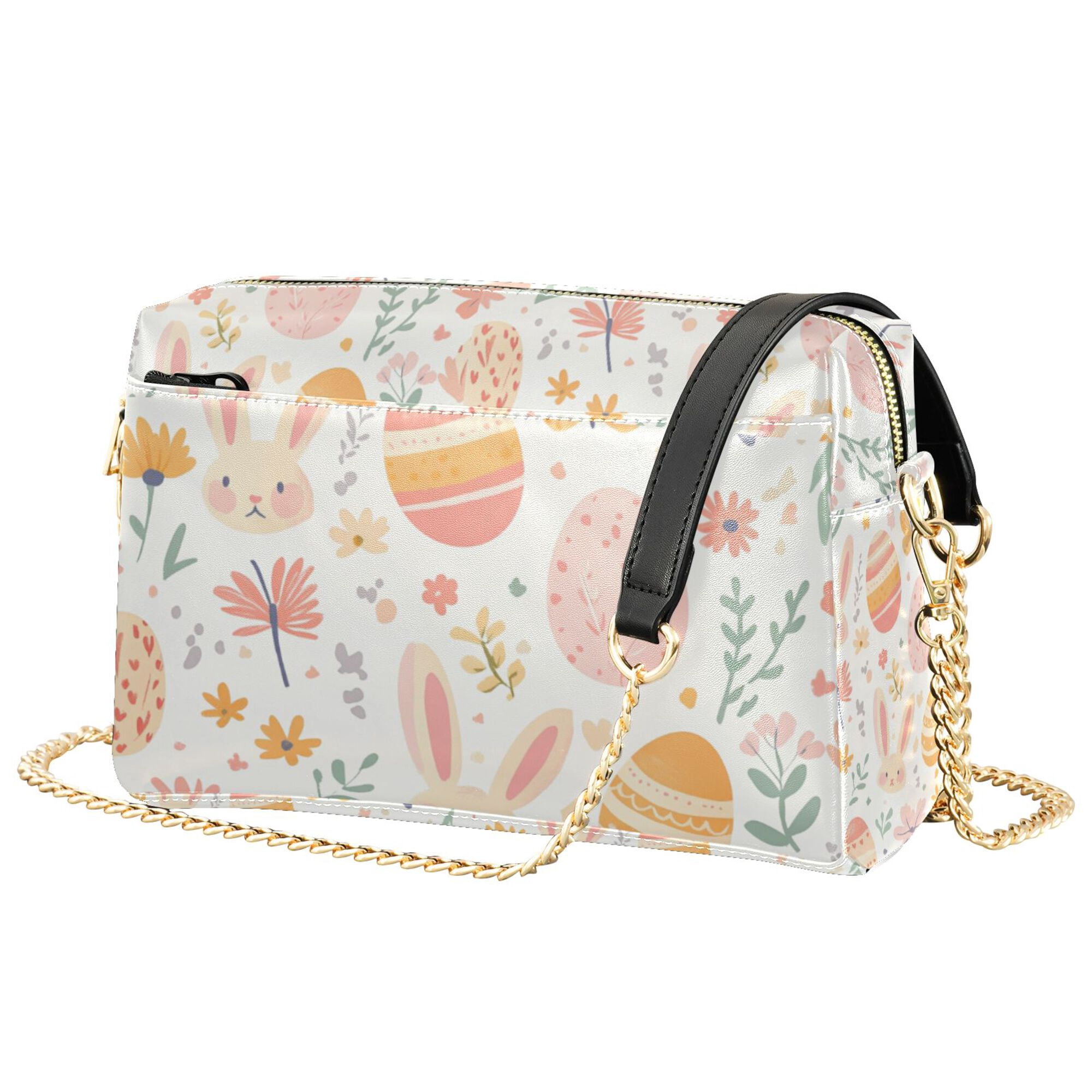 FORMRS Women Crossbody Purse with Chain Strap Vegan Leather Shoulder Handbag, Pink Easter Eggs
