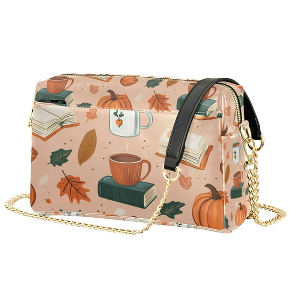 FORMRS Women Crossbody Purse with Chain Strap Vegan Leather Shoulder Handbag, Pink Fall Coffee