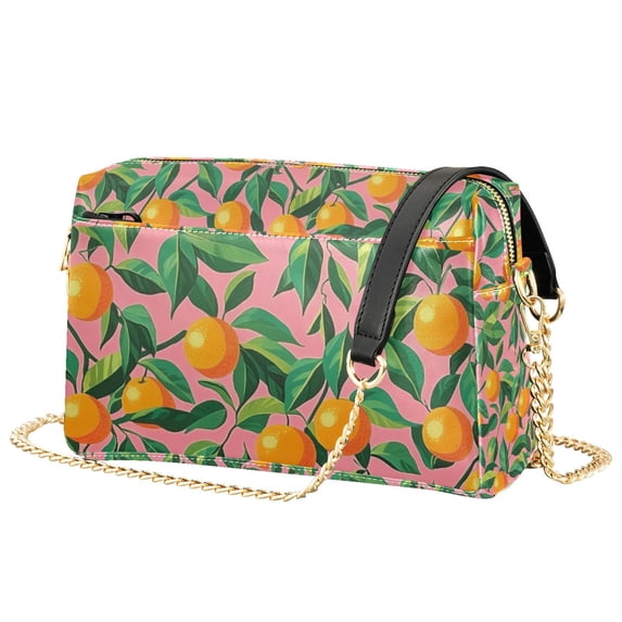 FORMRS Women Crossbody Purse with Chain Strap Vegan Leather Shoulder Handbag, Pink Oranges