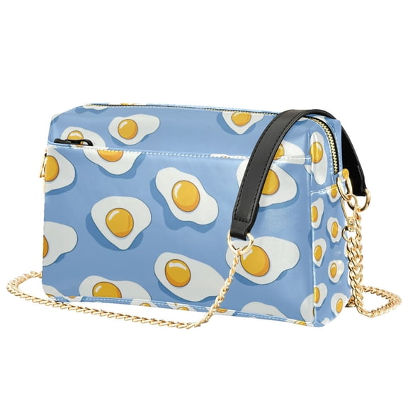 FORMRS Women Crossbody Purse with Chain Strap Vegan Leather Shoulder Handbag, Playful Fried Eggs