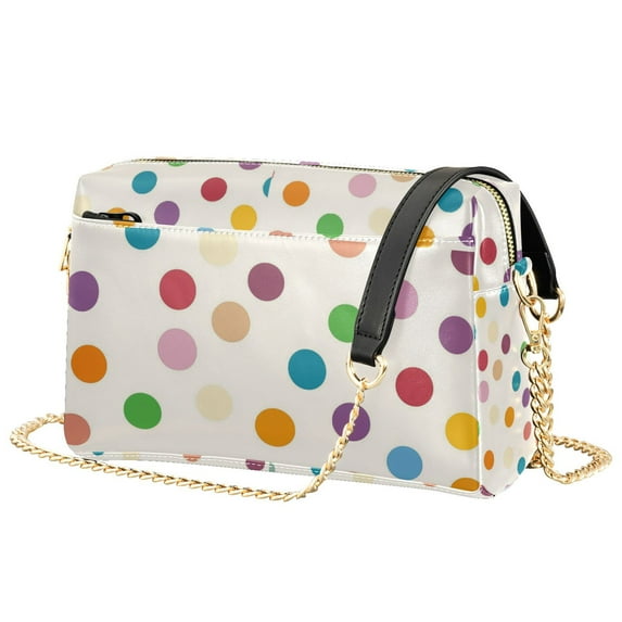 FORMRS Women Crossbody Purse with Chain Strap Vegan Leather Shoulder Handbag, Polka Dot