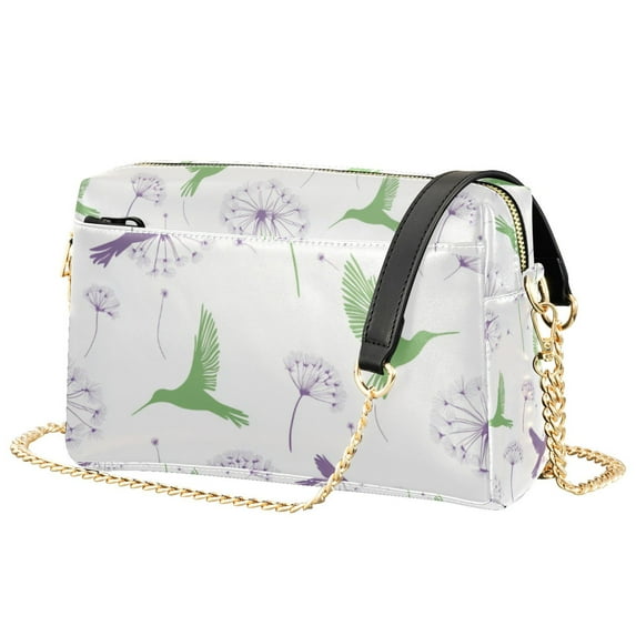 FORMRS Women Crossbody Purse with Chain Strap Vegan Leather Shoulder Handbag, Purple Birds
