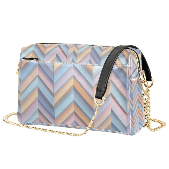 FORMRS Women Crossbody Purse with Chain Strap Vegan Leather Shoulder Handbag, Purple Geometric