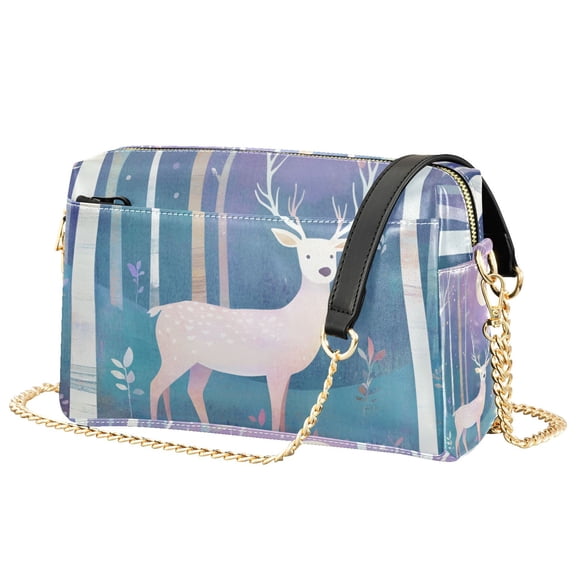 FORMRS Women Crossbody Purse with Chain Strap Vegan Leather Shoulder Handbag, Purple Night Deer