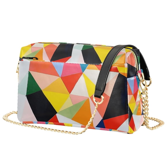 FORMRS Women Crossbody Purse with Chain Strap Vegan Leather Shoulder Handbag, Purple Triangles