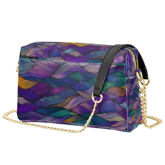 FORMRS Women Crossbody Purse with Chain Strap Vegan Leather Shoulder Handbag, Purple Waves Pattern