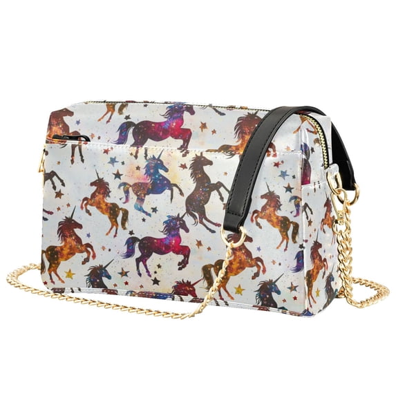 FORMRS Women Crossbody Purse with Chain Strap Vegan Leather Shoulder Handbag, Rainbow Stars Pattern