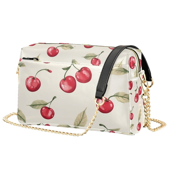 FORMRS Women Crossbody Purse with Chain Strap Vegan Leather Shoulder Handbag, Red Cherry