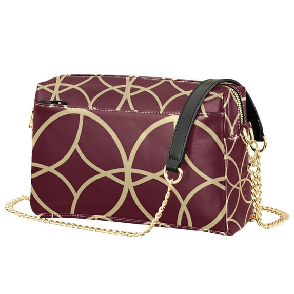 FORMRS Women Crossbody Purse with Chain Strap Vegan Leather Shoulder Handbag, Red Circles