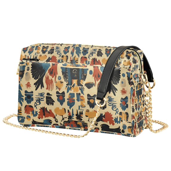 FORMRS Women Crossbody Purse with Chain Strap Vegan Leather Shoulder Handbag, Red Geometric