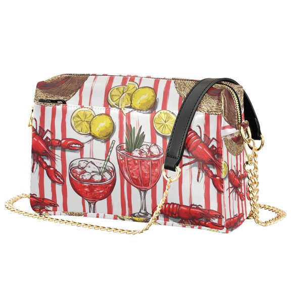 FORMRS Women Crossbody Purse with Chain Strap Vegan Leather Shoulder Handbag, Red Lobster