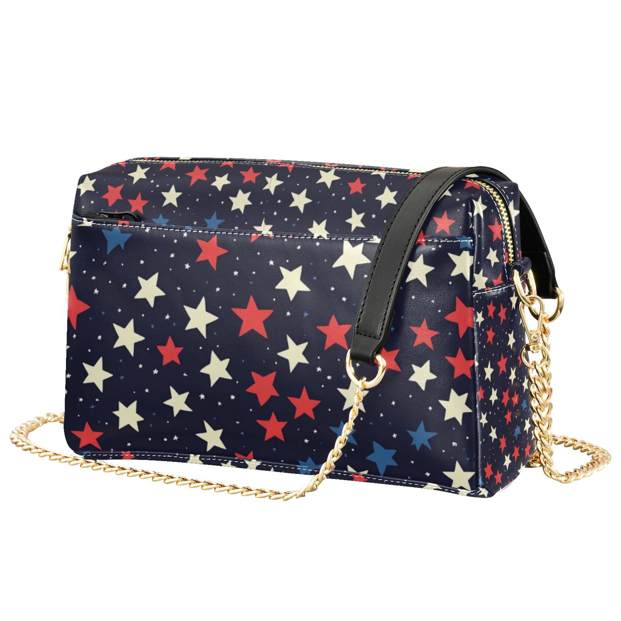 FORMRS Women Crossbody Purse with Chain Strap Vegan Leather Shoulder Handbag, Red Starry Pattern