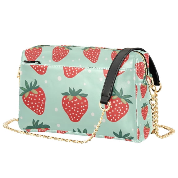 FORMRS Women Crossbody Purse with Chain Strap Vegan Leather Shoulder Handbag, Red Strawberry