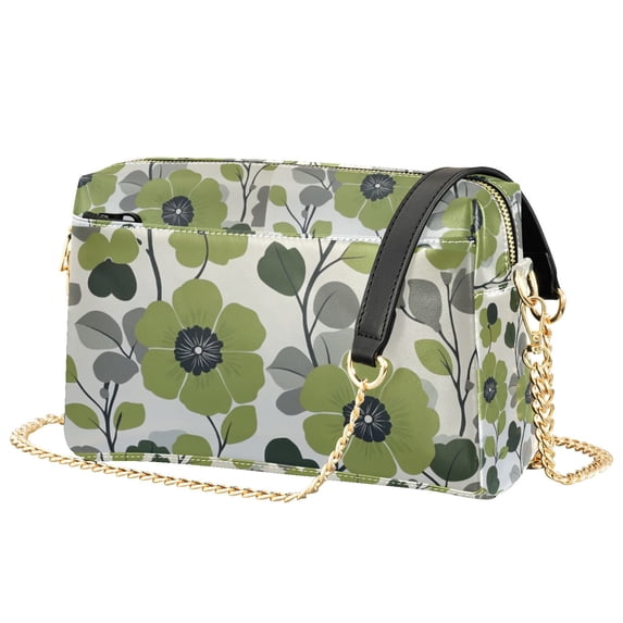 FORMRS Women Crossbody Purse with Chain Strap Vegan Leather Shoulder Handbag, Retro Flower Print