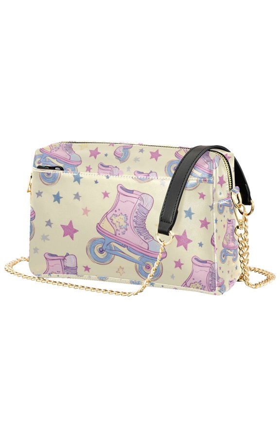 Women Crossbody Purse with Chain Strap Vegan Leather Shoulder Handbag, Roller Disco