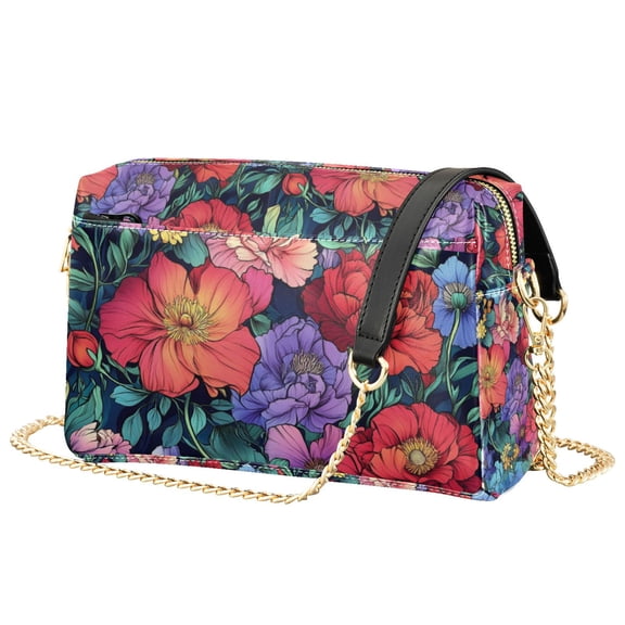 FORMRS Women Crossbody Purse with Chain Strap Vegan Leather Shoulder Handbag, Serene Floral Pattern