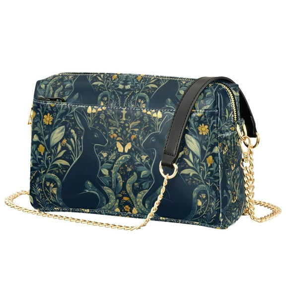 FORMRS Women Crossbody Purse with Chain Strap Vegan Leather Shoulder Handbag, Shadowy Forest Pattern