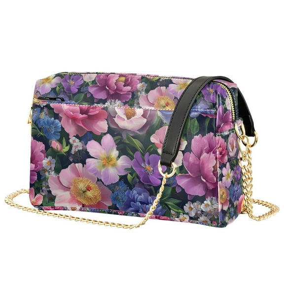 FORMRS Women Crossbody Purse with Chain Strap Vegan Leather Shoulder Handbag, Soft Pinks Flowers