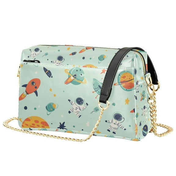 FORMRS Women Crossbody Purse with Chain Strap Vegan Leather Shoulder Handbag, Space Patterns