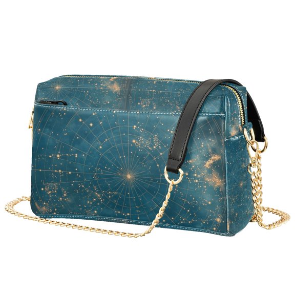 FORMRS Women Crossbody Purse with Chain Strap Vegan Leather Shoulder Handbag, Star Map