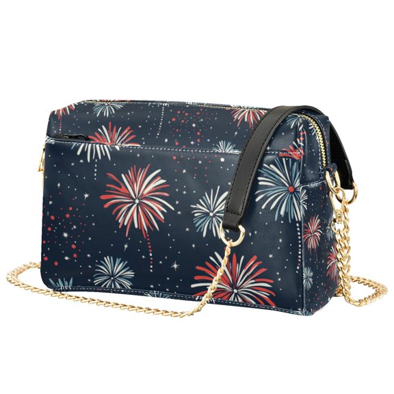 FORMRS Women Crossbody Purse with Chain Strap Vegan Leather Shoulder Handbag, Starry Fireworks Pattern