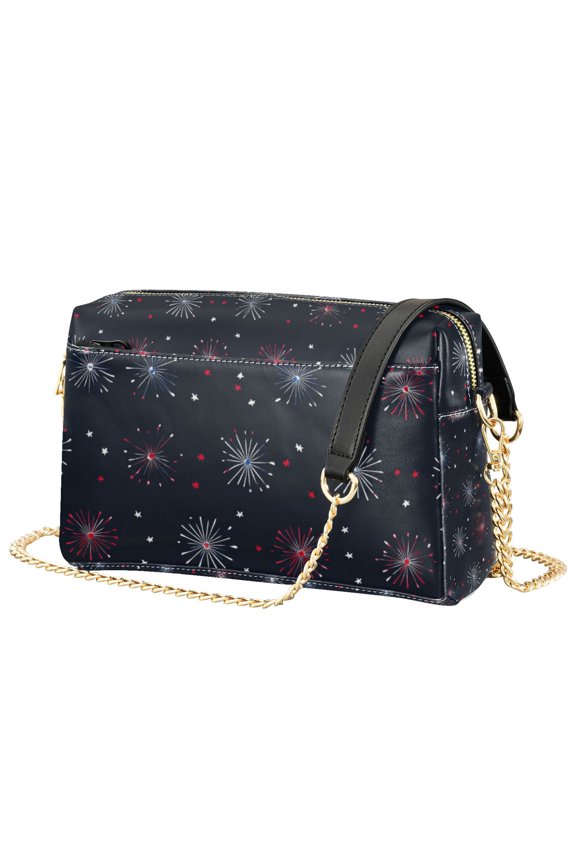 Women Crossbody Purse with Chain Strap Vegan Leather Shoulder Handbag, Starry Night Pattern
