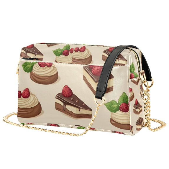 FORMRS Women Crossbody Purse with Chain Strap Vegan Leather Shoulder Handbag, Strawberry Cake