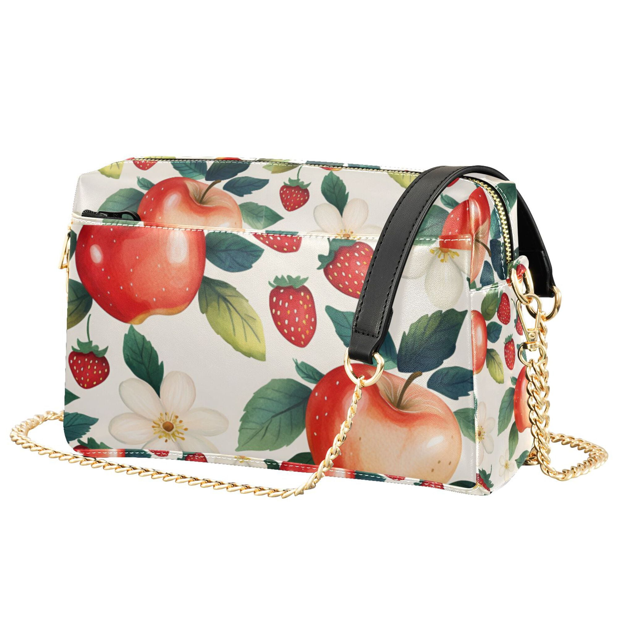 FORMRS Women Crossbody Purse with Chain Strap Vegan Leather Shoulder Handbag, Strawberry Pattern
