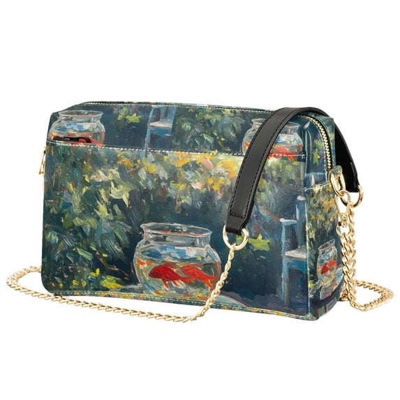 FORMRS Women Crossbody Purse with Chain Strap Vegan Leather Shoulder Handbag, Sunshine Goldfish