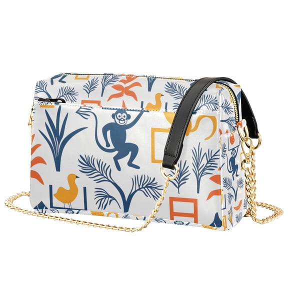 FORMRS Women Crossbody Purse with Chain Strap Vegan Leather Shoulder Handbag, Tropical Jungle Vibes