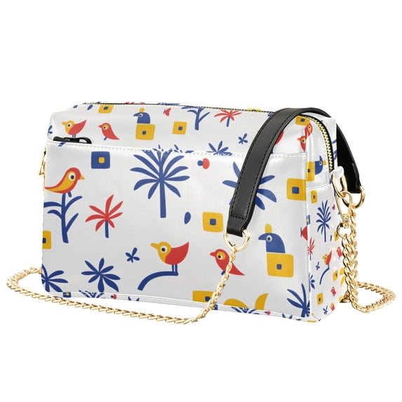 FORMRS Women Crossbody Purse with Chain Strap Vegan Leather Shoulder Handbag, Tropical Rhythm