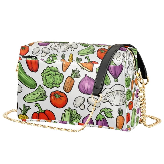 FORMRS Women Crossbody Purse with Chain Strap Vegan Leather Shoulder Handbag, Vegetables Pattern